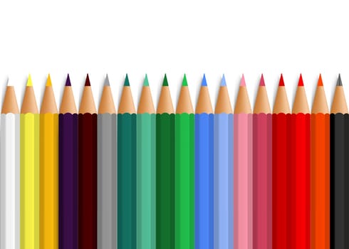 Color pensils. Crayons - colored pencil set. Vector illustrations
