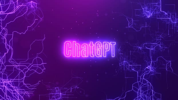 ChatGPT with AI or artificial intelligence chatbot and data around.