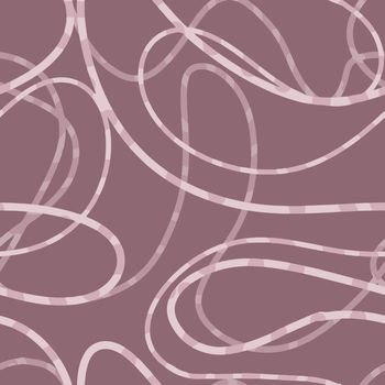mauve dusty burgundy curly intertwining endless thin lines abstract seamless pattern
