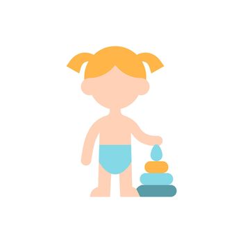 Female toddler vector flat color icon