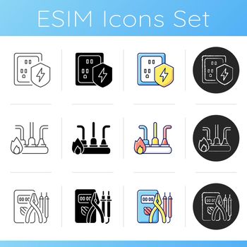 Electrician service icons set