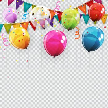 Group of Colour Glossy Helium Balloons Background. Set of  Balloons for Birthday, Anniversary, Celebration  Party Decorations. Vector Illustration