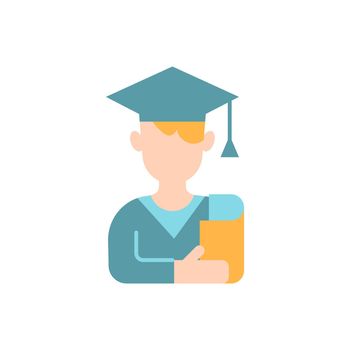 Male student vector flat color icon