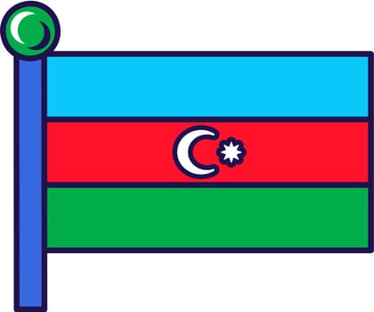 Azerbaijan country nation flag on flagpole vector