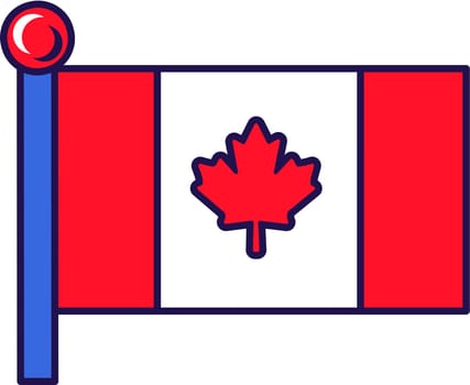 Canada country nation flag on flagstaff vector