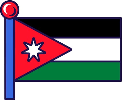Jordan arabian country flag on flagstaff vector