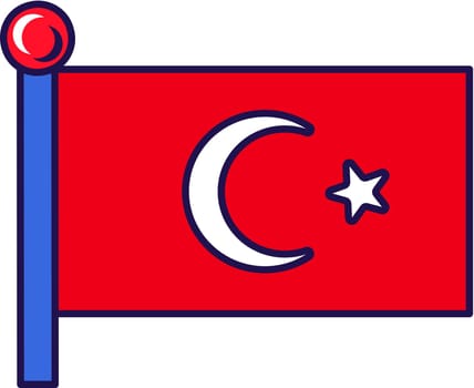 Turkey country national flag on flagstaff vector