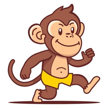 a small monkey in yellow shorts goes on business