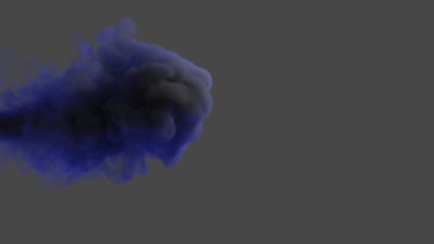 Puffs of blue smoke on a gray background. 3d illustration.