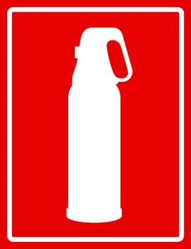 Fire extinguisher icon. Fire equipment informational red sticker.