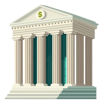 realistic large bank building in classical style with columns