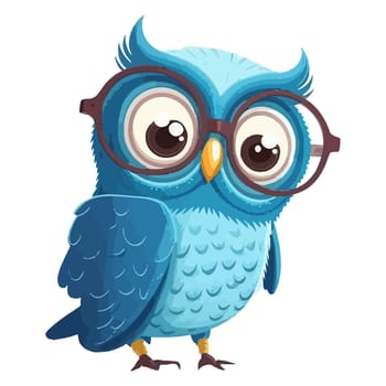 blue bird owl in big glasses for sight