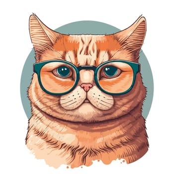 little smart cat in eyeglasses.