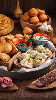 Set of assorted oriental cuisine dishes