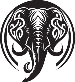 Vector illustration of elephant head with ornament