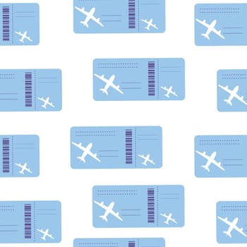 Seamless pattern of plane tickets. Boarding pass for the plane. Illustration highlighted on a white background
