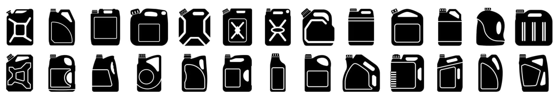 Canister icons set. Fuel tank icon. Black canister icons.