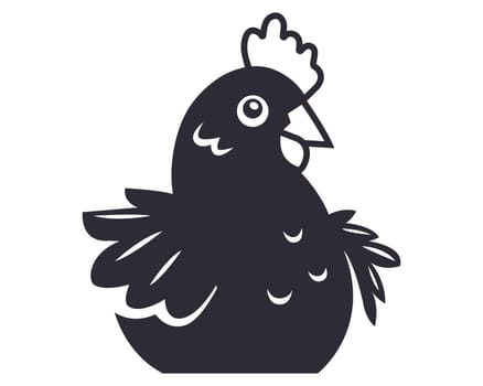 laying hen black icon. animals for agriculture. flat vector illustration.