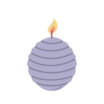 Lit round candle, vector flat illustration on a white background
