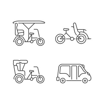 Vehicle for hire linear icons set