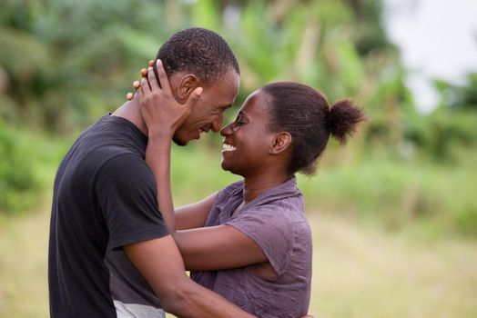 portrait of a young African couple, in love.