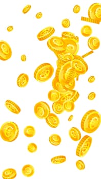 European Union Euro coins falling. Scattered gold