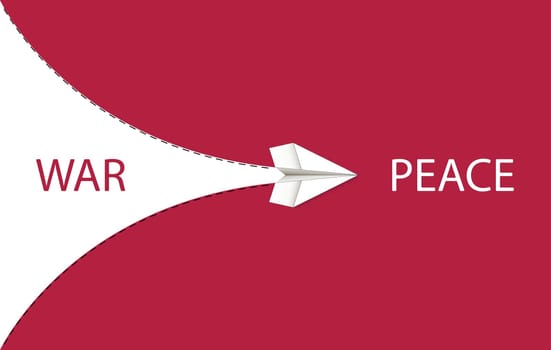 The paper plane flies from war to peace.