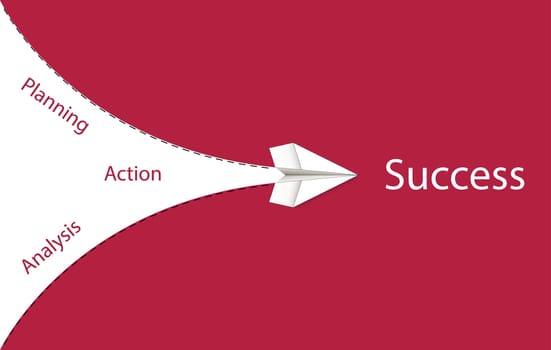 Paper plane flies to success. Planning, action, analysis