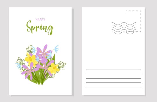 The layout of the spring postcard. Template.