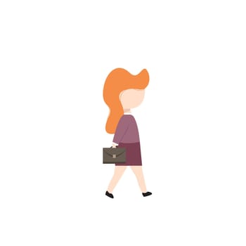 Businesswoman With Briefcase Walking On To Reach Success. Lady In Suit In hurry to reach her cabinet. Executive pacing to workplace