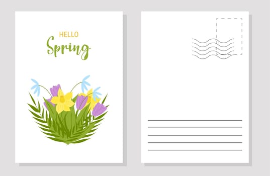 The layout of the spring postcard. Template.