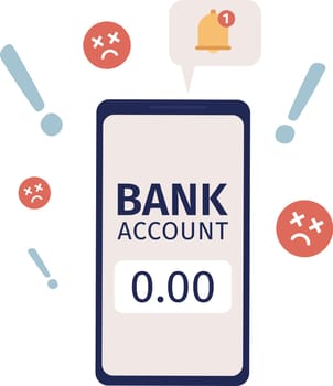 Empty bank account flat concept vector spot illustration