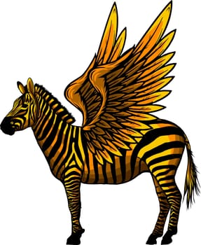 Cute zebra with wings. Isolated animal