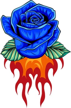 Rose In Flames Tattoo Icon Isolated Vector Illustration