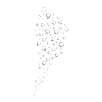 Water air bubbles isolated on white background. Oxygen bubbles in ocean, sea or aquarium. Fizzy drink, soda, lemonade, champagne. Vector realistic illustration