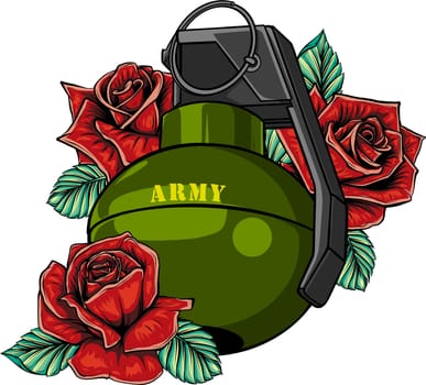 Rose and Grenade vector illustration
