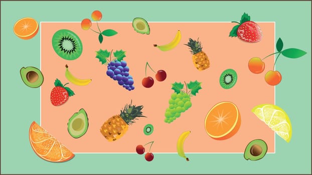 Backgrounds with different fruits and berries for any design and decoration