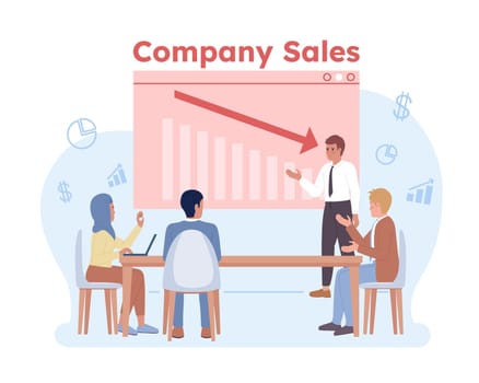 Sales meeting agenda flat concept vector spot illustration