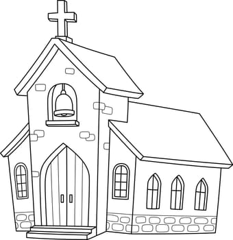 Christian Church Isolated Coloring Page for Kids