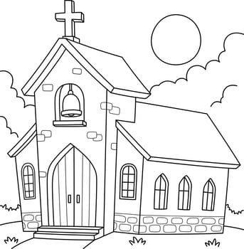 Christian Church Coloring Page for Kids