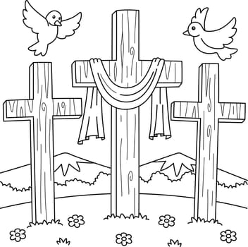 Christian Three Cross Coloring Page for Kids