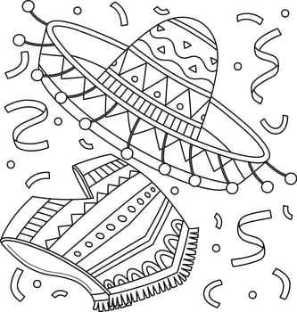 Cinco de Mayo Sombrero Poncho Coloring Page