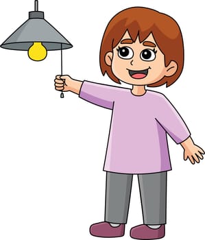 Girl Conserving Energy Cartoon Colored Clipart