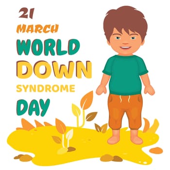 World Down Syndrome Day. disabled kid complex genetic disorders. vector illustration