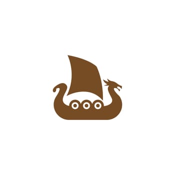Viking ship icon logo design illustration