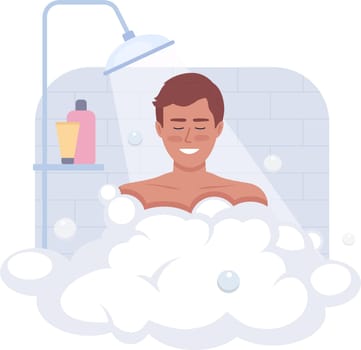 Shower in morning 2D vector isolated illustration