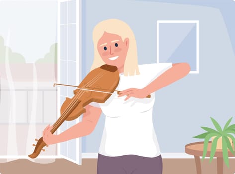 Violin lessons hobby 2D vector isolated illustration
