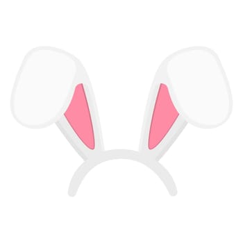 Easter bunny ears mask. Rabbit bent ears props for photobooth or party isolated on white background. Element for hare costume. Vector cartoon illustration