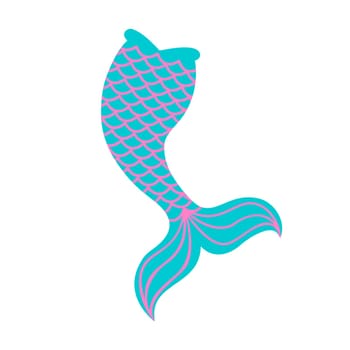 Mermaid tail isolated on white background. Decoration for girls party, greeting card or t-shirt print. Vector flat illustration