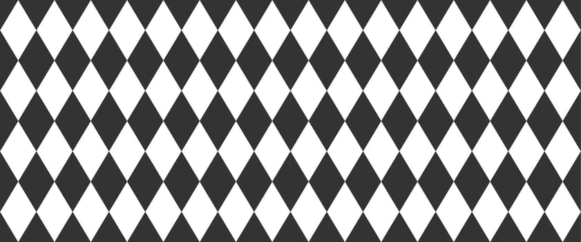 Harlequin seamless pattern. Geometric background with with black and white rhombus. Circus or masquerade ornament. Vector flat illustration.